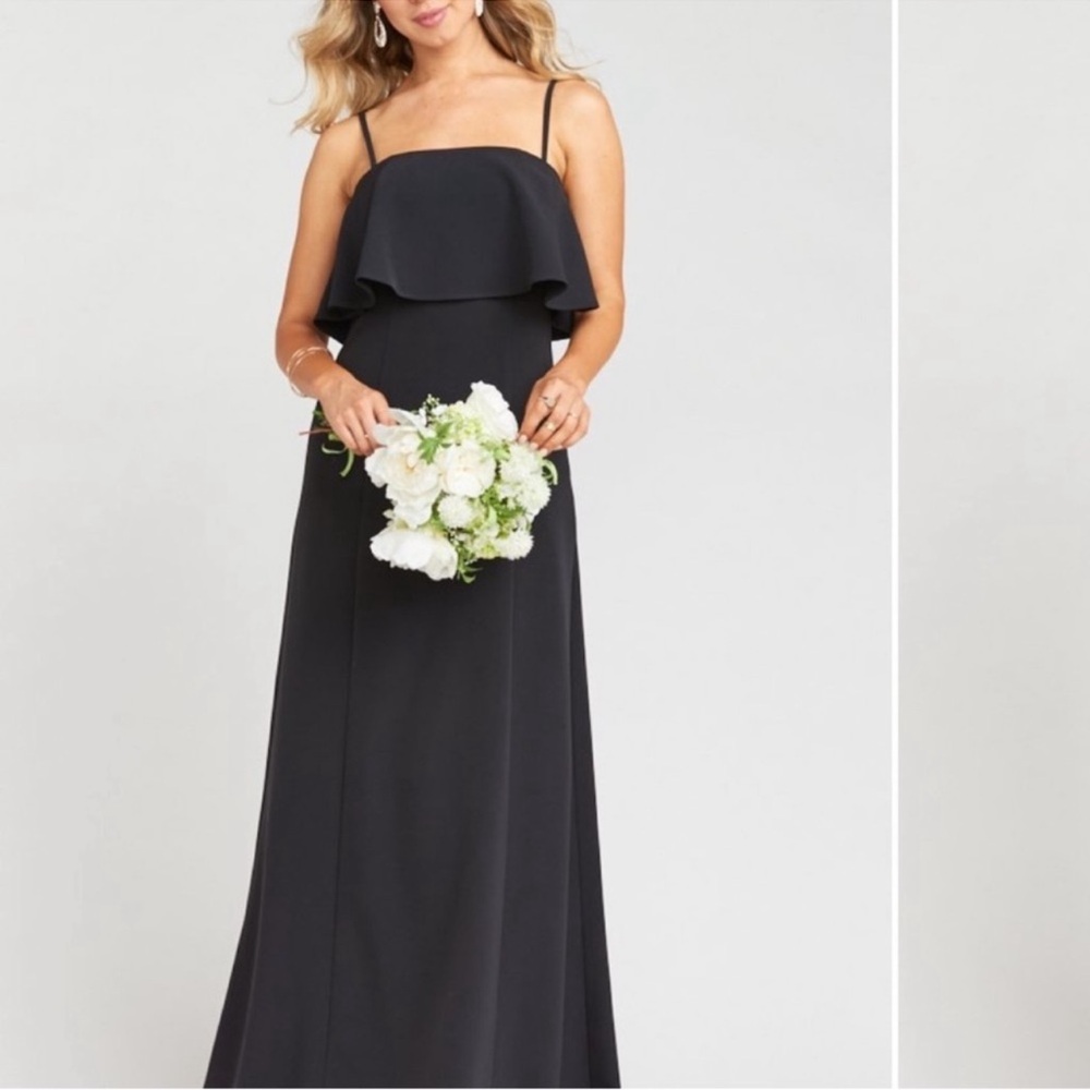 Show Me Your Mumu Monaco Ruffle Gown 
Black Stretch Crepe
Size Small